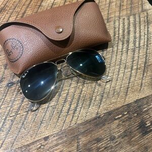 Ray-Ban Silver Aviator Sunglasses with Brown Case
